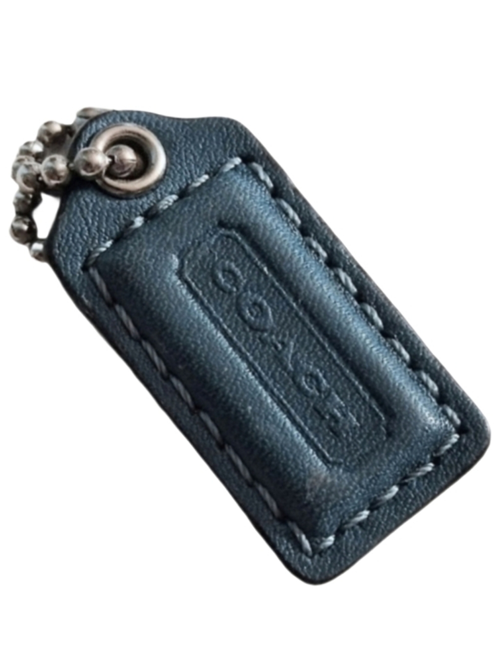 💠 Y2K Coach 1.5" Vintage Teal Blue Leather Hangtag Keychain Mini Bag Charm Fob